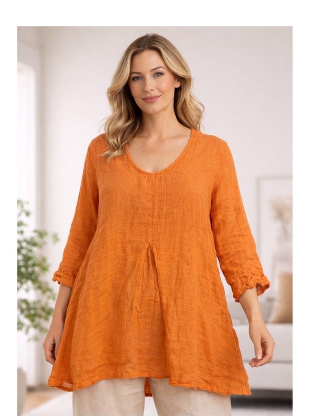 Flax Women's Vibrant Orange Tunic Sz 2-4